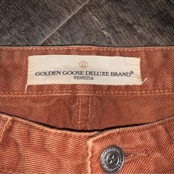 Golden Goose Deluxe Brick Red Button Fly Frayed Straight Leg Crop Jeans size 32 - Picture 8 of 12